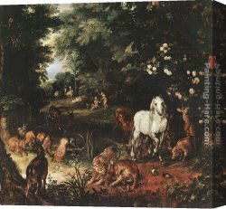 Genesis The Fall And Expulsion From Paradise The Original Sin Canvas Paintings - The Original Sin [detail 1] by Jan the elder Brueghel